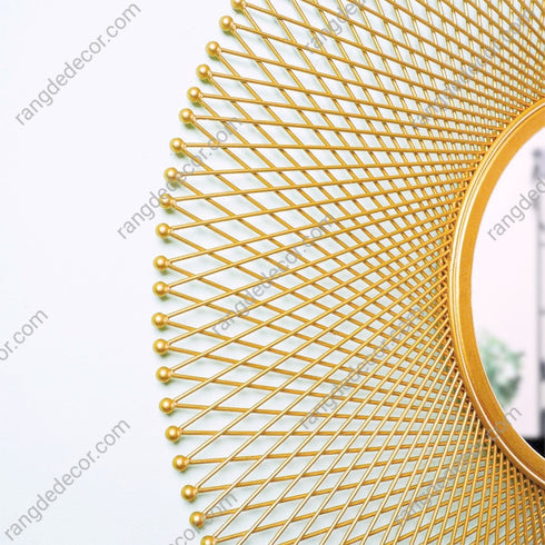 Lattice Round Mirror - Golden