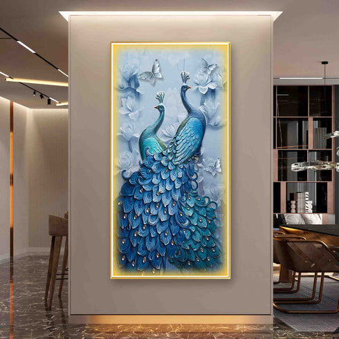 Pair of peacock Crystal Painting with LED