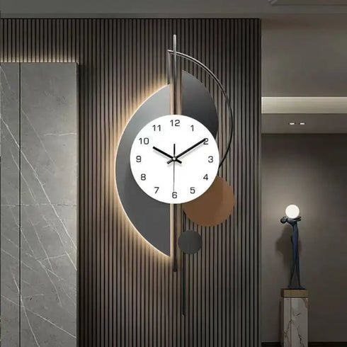 Modern Orbit Metal Wall Clock with LED