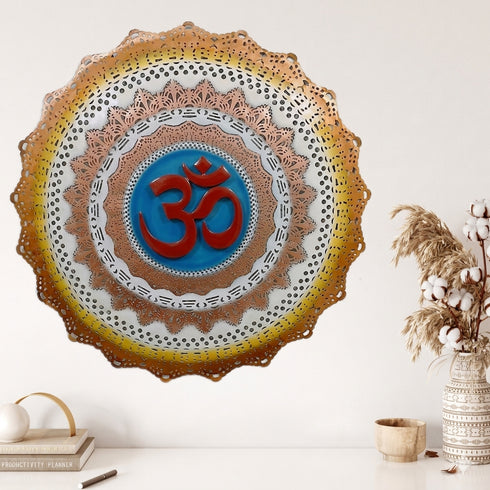 Om metal wall art with LED