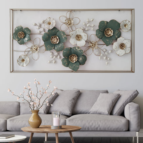 Floral Dual Frame Metal Wall Art