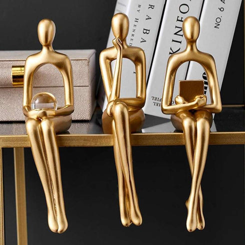Abstract Thinkers Gold Sculpture Set of 3
