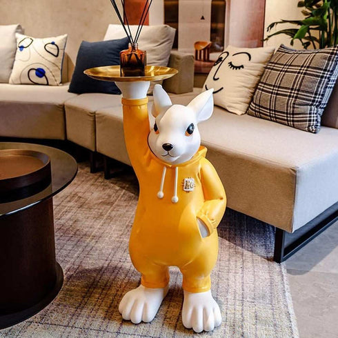 Cute Rabbit With Plate- sculpture for living room
