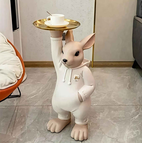 Cute Rabbit With Plate- sculpture for living room