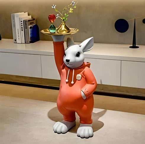Cute Rabbit With Plate- sculpture for living room