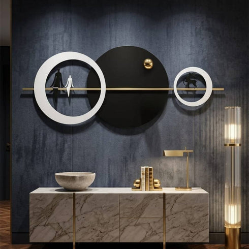 Couple in a circles Metal Wall Art With LED -style 2