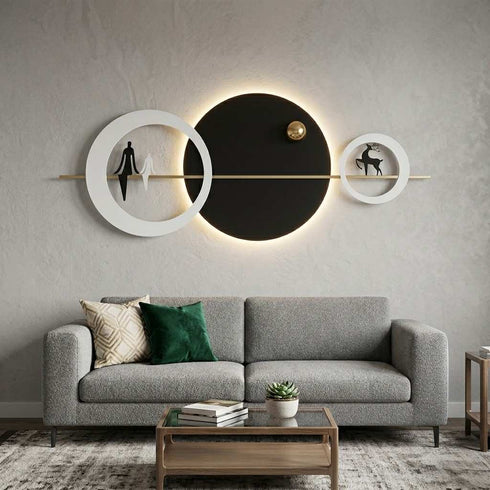 Couple in a circles Metal Wall Art With LED -style 2