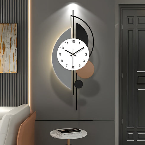 Modern Orbit Metal Wall Clock with LED