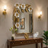 White flower with golden leafs wall mirror