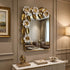 White flower with golden leafs wall mirror