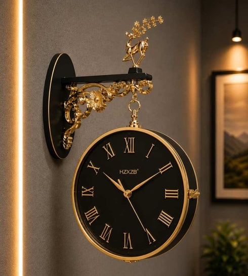 Heritage Dual Dial Station Clock With Deer