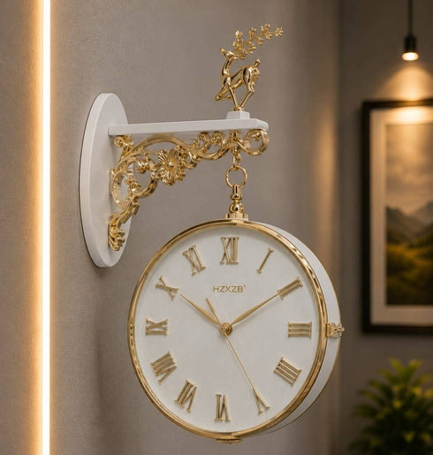 Heritage Dual Dial Station Clock With Deer