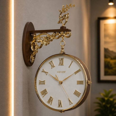 Heritage Dual Dial Station Clock With Deer