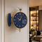 Blue and golden Dual Dial Station Clock in numeric numerals