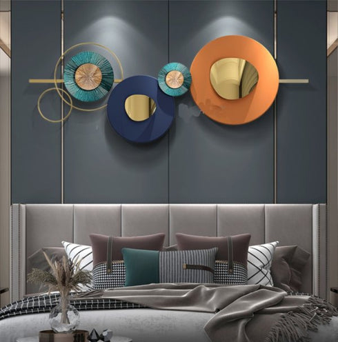 Circles in multicolour metal wall art