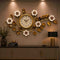 Golden leafy metal wall clock with white dial- Style 2