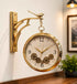 Golden Dual Dial Station Clock with Moving Gear