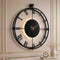 Luxury LED Backlit Wall Clock - 24 Inch Black Skeleton Clock with Roman Numerals & Geometric Mandala Center
