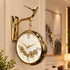 Golden Dual Dial Station Clock with Moving Gear