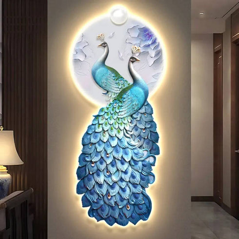 Beautiful Peacock Crystal wall art with LED