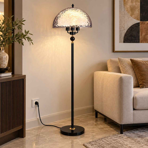 Opal Glow Floor Lamp- Black