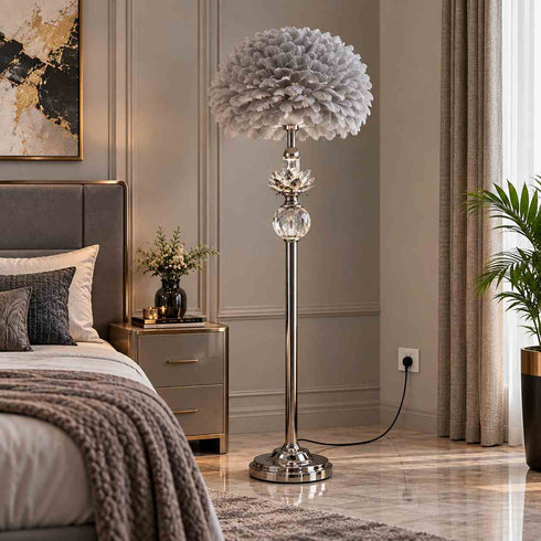 Grey Feather Floor Lamp