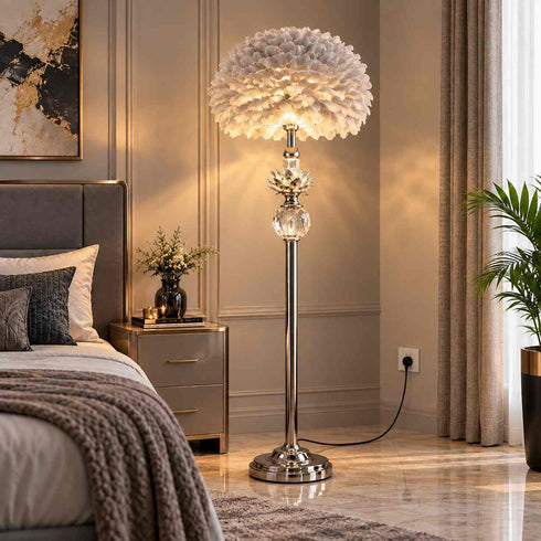 Grey Feather Floor Lamp