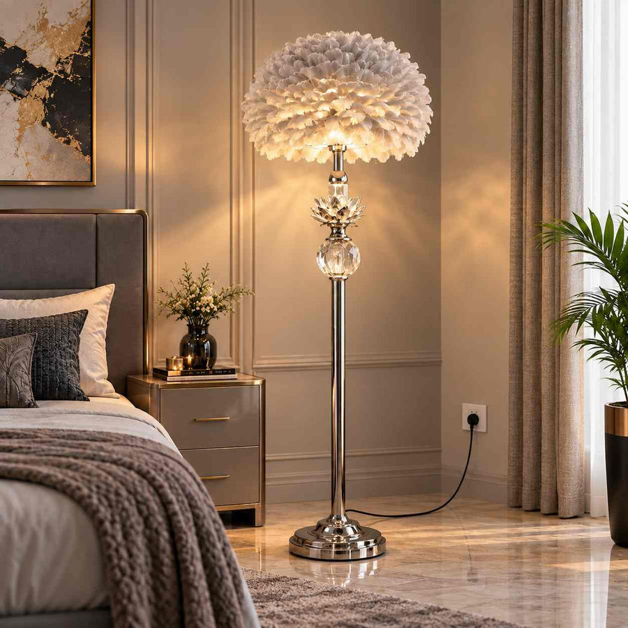 Grey Feather Floor Lamp