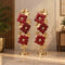 Red Flower Metal Floor Decor- Set of 2