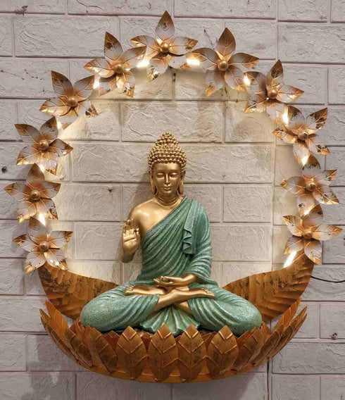 Flower wall art with buddha with led