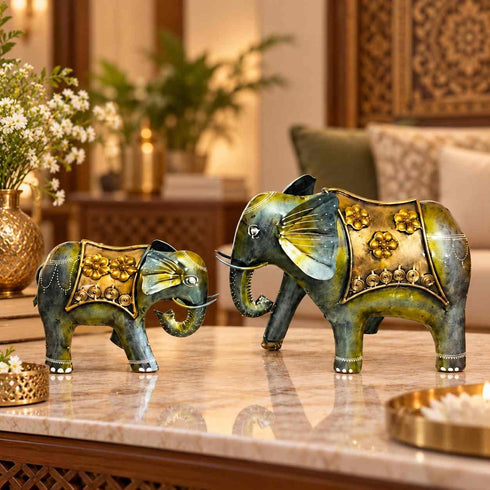 Colourful Elephants decorative Artifact- Set of 2