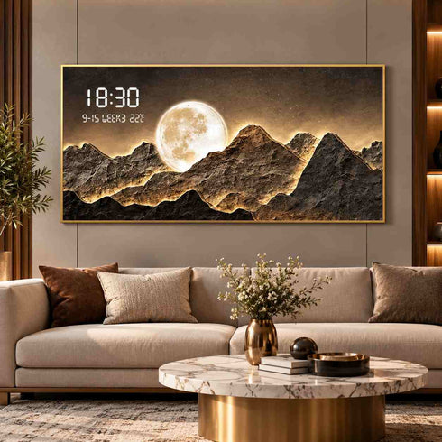 Moonlit Mountains LED Digital Wall Clock