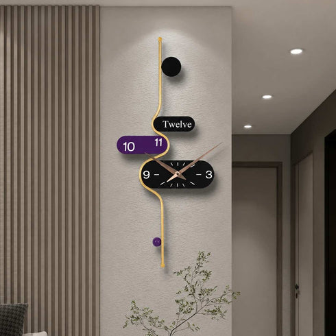 Minimalist Purple and Black Metal Wall Clock