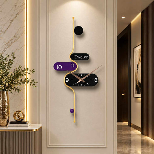 Minimalist Purple and Black Metal Wall Clock