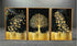 Golden Tree with Butterfly Crystal Painting- Set of 3