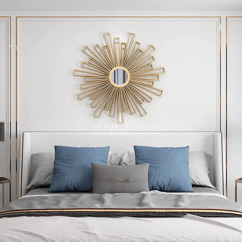 Elegant Sunray Golden Wall Mirror