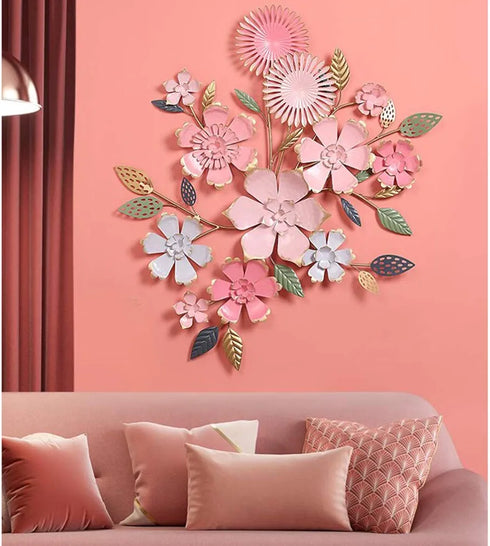 Pink affair floral metal wall art