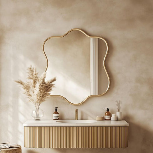 Elegant Scalloped Gold Framed Wall Mirror