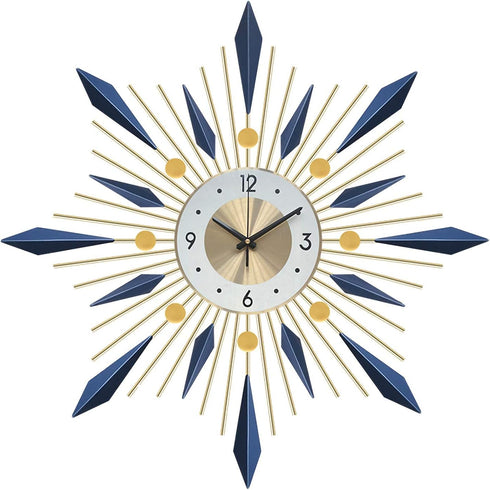 Blue with golden sunburst Wall Clock