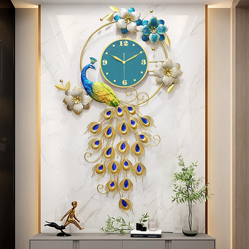Vertical Peacock Wall Clock