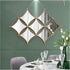 7 Diamond shaped Mirrors Metal Wall Art- Gold