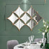 7 Diamond shaped Mirrors Metal Wall Art- Gold