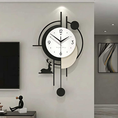 Black and White colour metal wall clock
