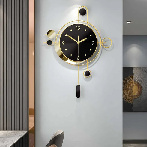 Black with golden wall clock