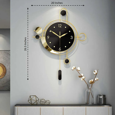 Black with golden wall clock