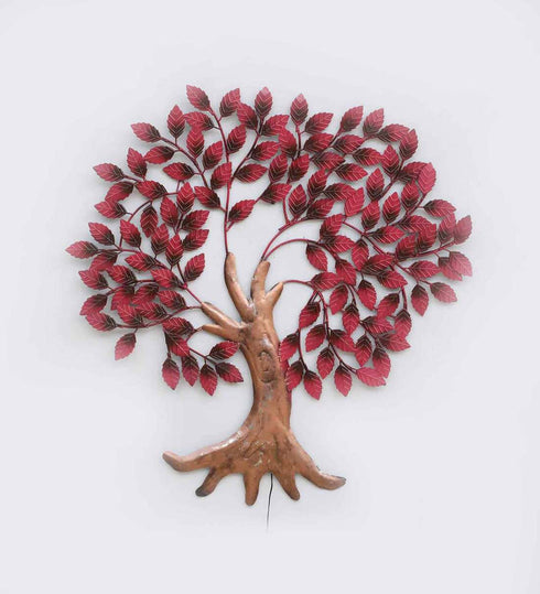 Maroon Tree metal Wall Art with LED