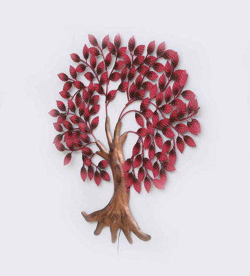 Maroon Tree metal Wall Art with LED