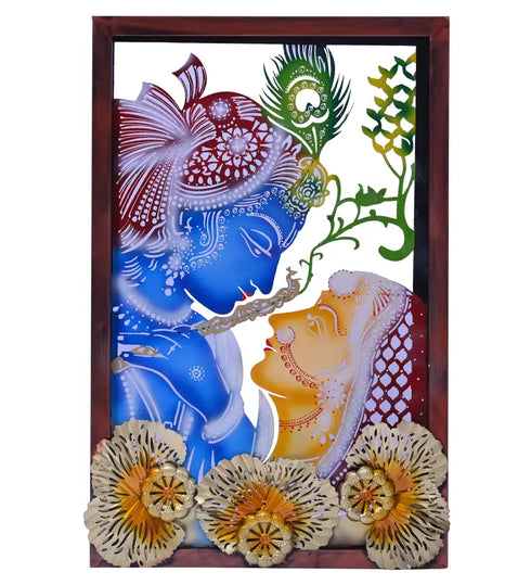 Beautiful Radha Krishna Metal Wall Art with led