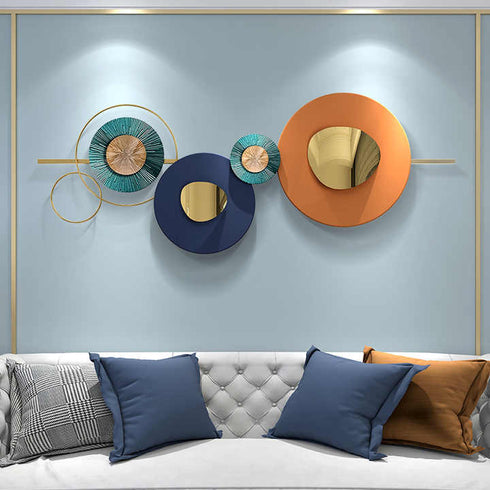 Circles in multicolour metal wall art