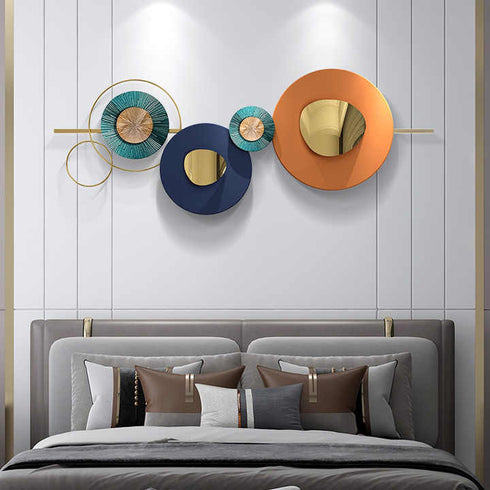 Circles in multicolour metal wall art